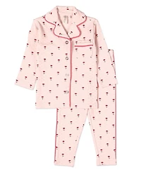 MeMoi Little Girls 2 Piece "Plant Your Dreams & Grow Happy" Pointelle Lounge Set