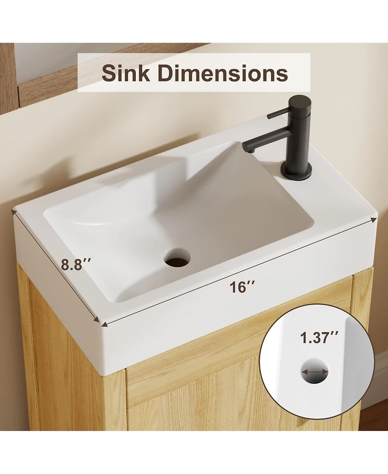 homfan 30" Bathroom Vanity with Sink, Freestanding Bathroom Sink Cabinet with 2 Soft-Closing Doors and Large Storage Drawer, Wood Vanity Cabinet