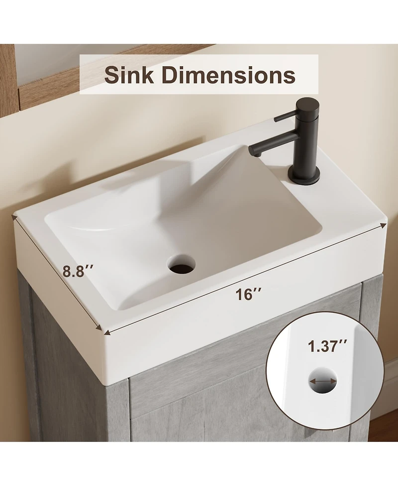 homfan 30" Bathroom Vanity with Sink, Freestanding Sink Cabinet 2 Soft-Closing Doors and Large Storage Drawer, Wood