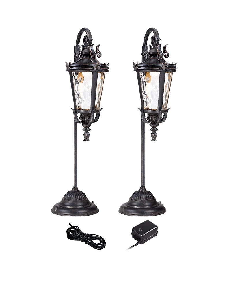 John Timberland Casa Marseille 35" High Traditional 4-Piece Outdoor Landscape Path Light Set Porch Led Bulb Finish