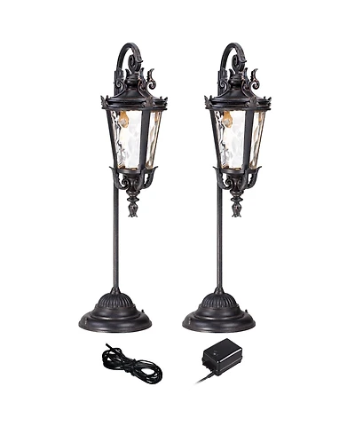 John Timberland Casa Marseille 35" High Traditional 4-Piece Outdoor Landscape Path Light Set Porch Led Bulb Finish