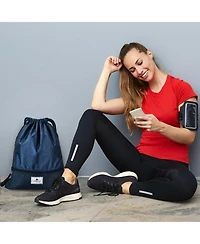 Sugift Drawstring Backpack String Bag with Zipper Pocket Foldable Design