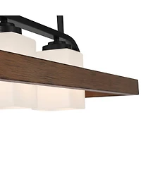 Possini Euro Design Spearhead Wood Linear Pendant Chandelier 42" Wide Modern White Glass 4-Light Dining Room Kitchen Island