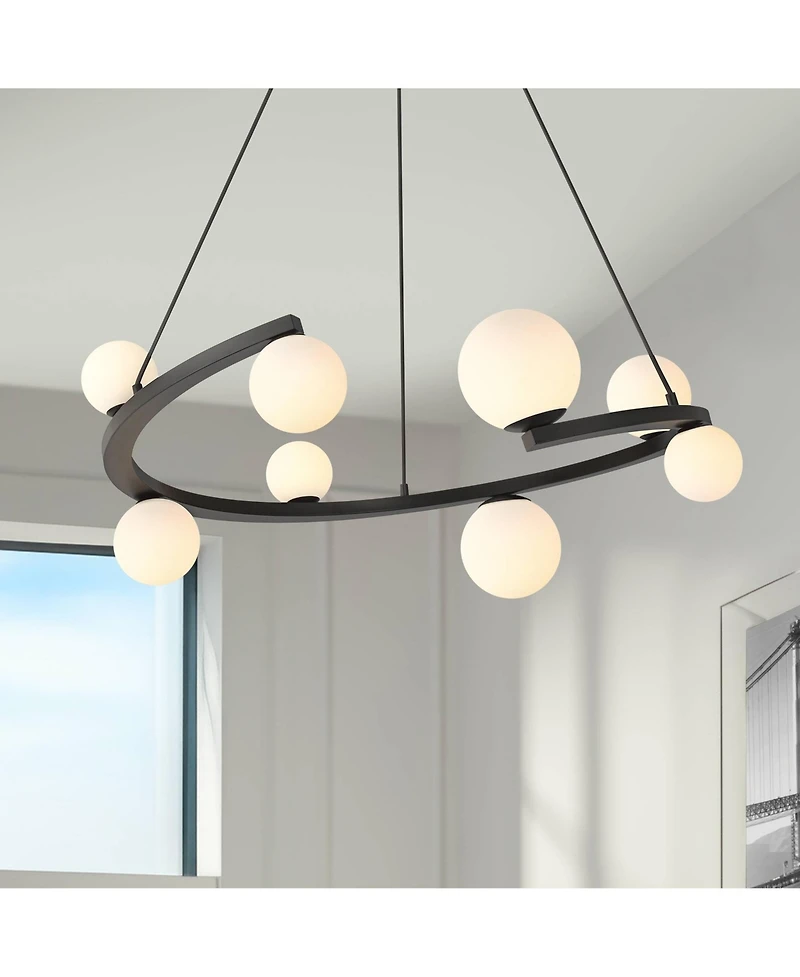 Possini Euro Design Possini Euro Kaliyah 35 1/2"W Matte Black and Glass 8-Light Chandelier