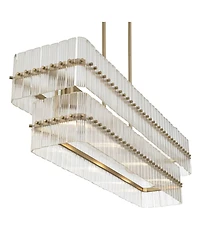 Possini Euro Design Possini Euro Emerson 36"W Matte Brass 4-Light Linear Island Pendant