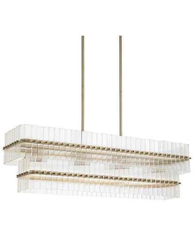 Possini Euro Design Possini Euro Emerson 36"W Matte Brass 4-Light Linear Island Pendant