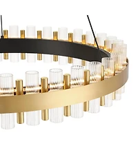 Possini Euro Design Possini Euro Messina 28" Wide Gold and Matte Black Led Ring Chandelier