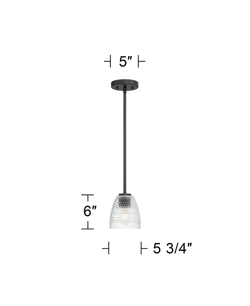 Possini Euro Design Possini Euro Sabrina 5 3/4"W Black Vintage Glass Mini Pendant Light
