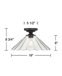 Possini Euro Design Possini Euro Vandross 16" Wide Matte Black Cast Glass Ceiling Light