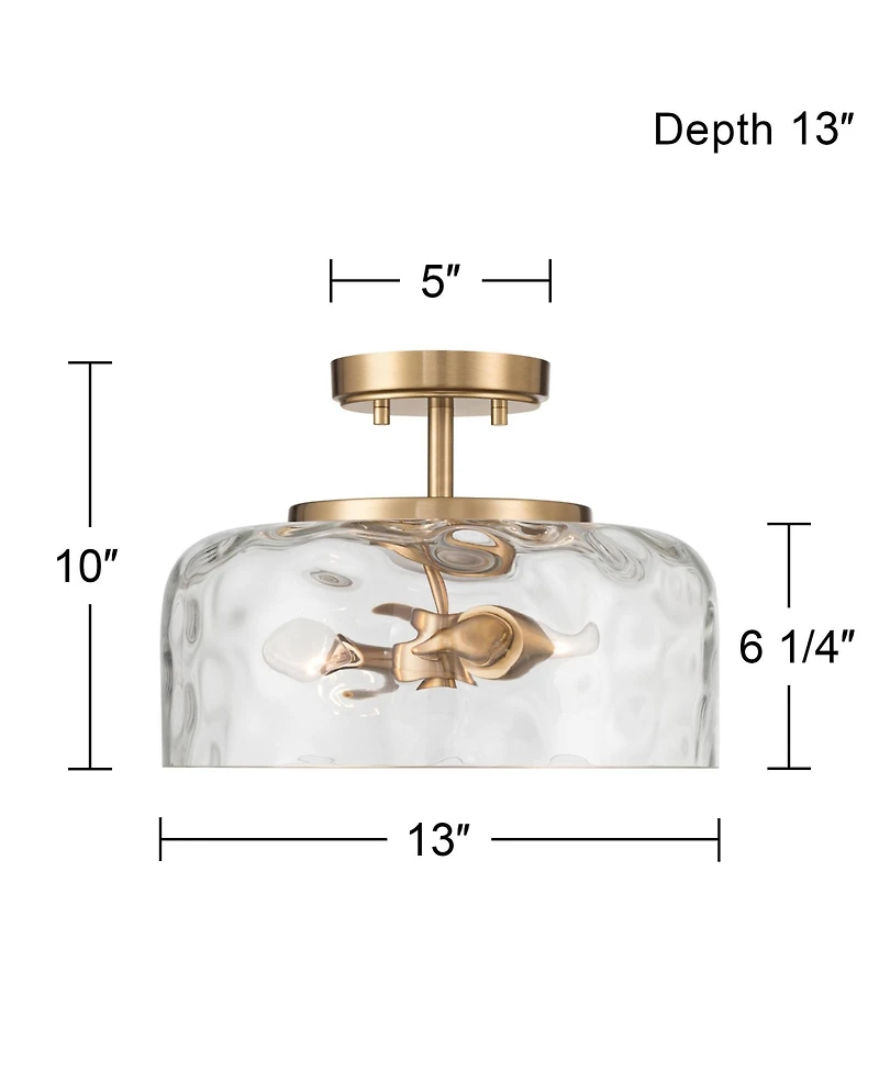 Possini Euro Design Possini Euro Luther 13"W Warm Brass Water Glass 2-Light Ceiling Light