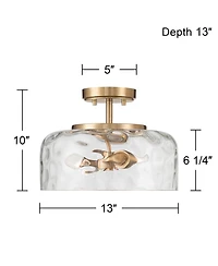 Possini Euro Design Possini Euro Luther 13"W Warm Brass Water Glass 2-Light Ceiling Light