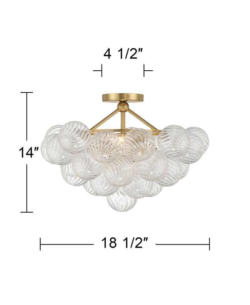 Possini Euro Design Possini Euro Albaro 18 1/2"W Soft Gold and Glass 2-Light Ceiling Light