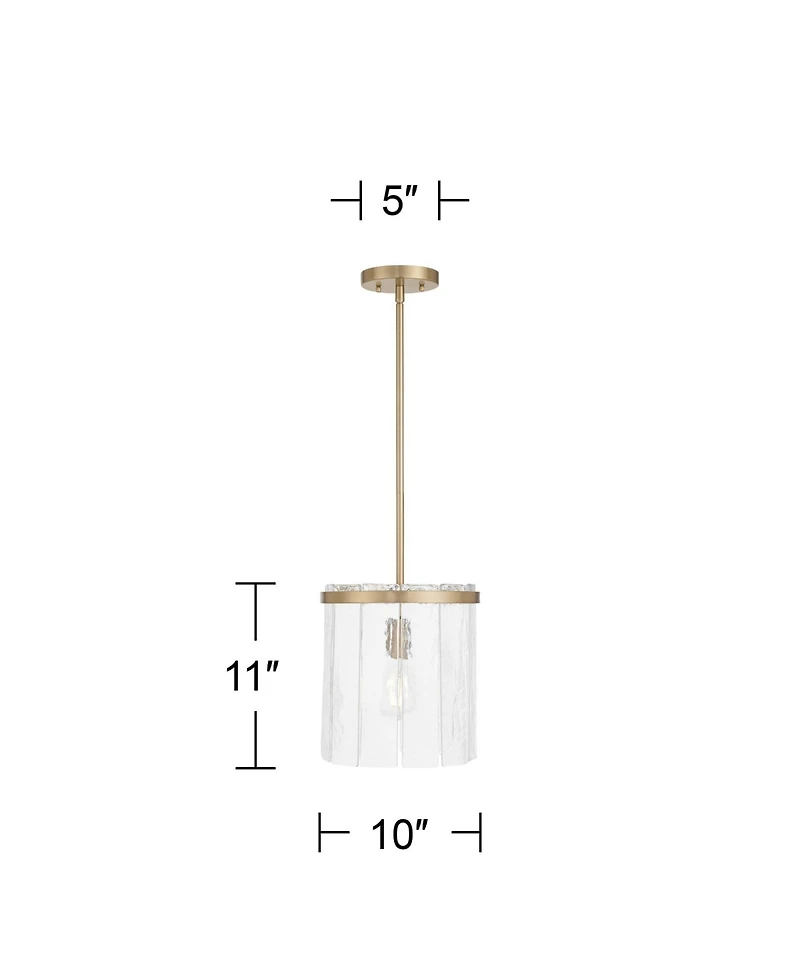 Possini Euro Design Possini Euro Soresi 10"W Satin Brass and Piastra Glass Mini Pendant