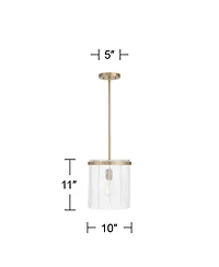 Possini Euro Design Possini Euro Soresi 10"W Satin Brass and Piastra Glass Mini Pendant