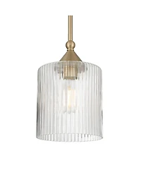 Possini Euro Design Possini Euro Krakow 7"W Satin Brass Fluted Glass Mini Pendant Light