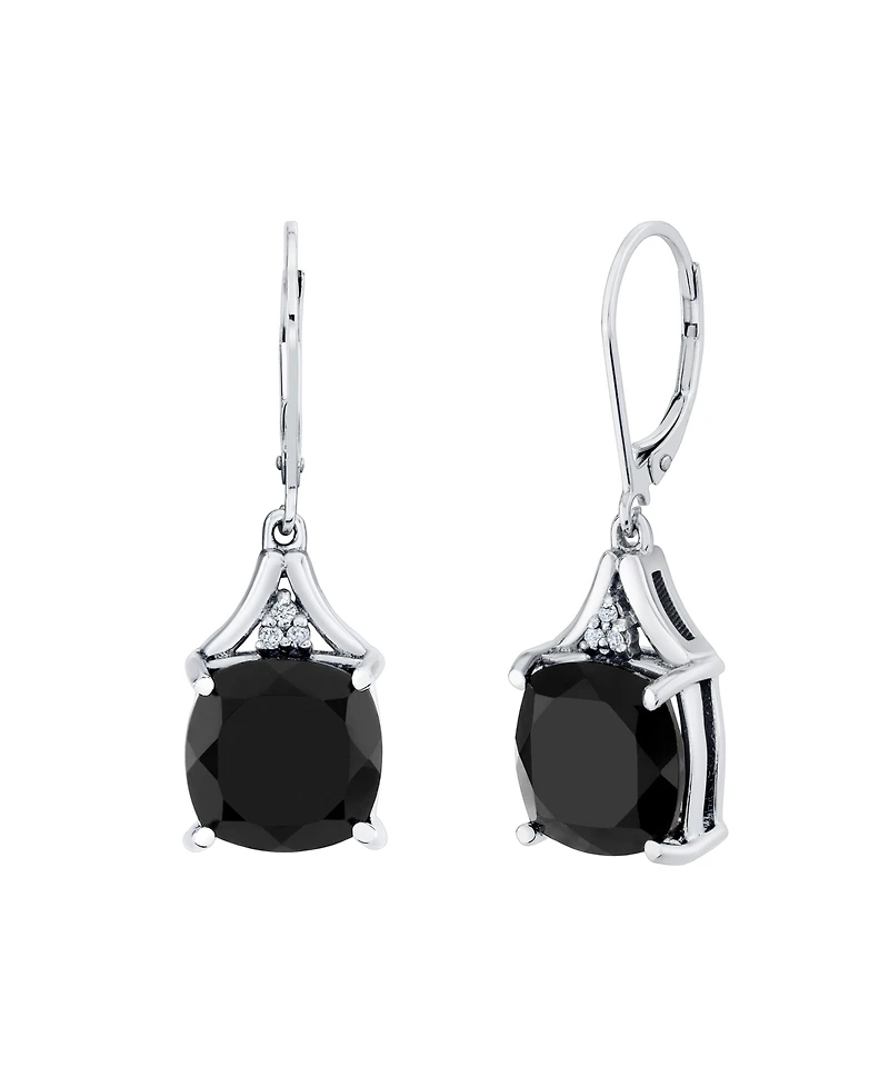 Macy's Onyx (8 ct. t.w.) and Diamond Accent Drop Earrings in Sterling Silver