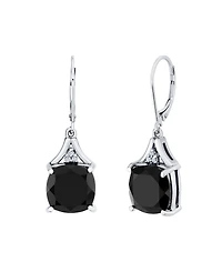 Macy's Onyx (8 ct. t.w.) and Diamond Accent Drop Earrings in Sterling Silver