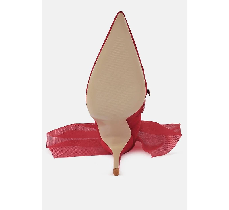 Womens princess organza wrapped style heeled ankle boots