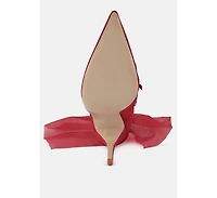 Womens princess organza wrapped style heeled ankle boots