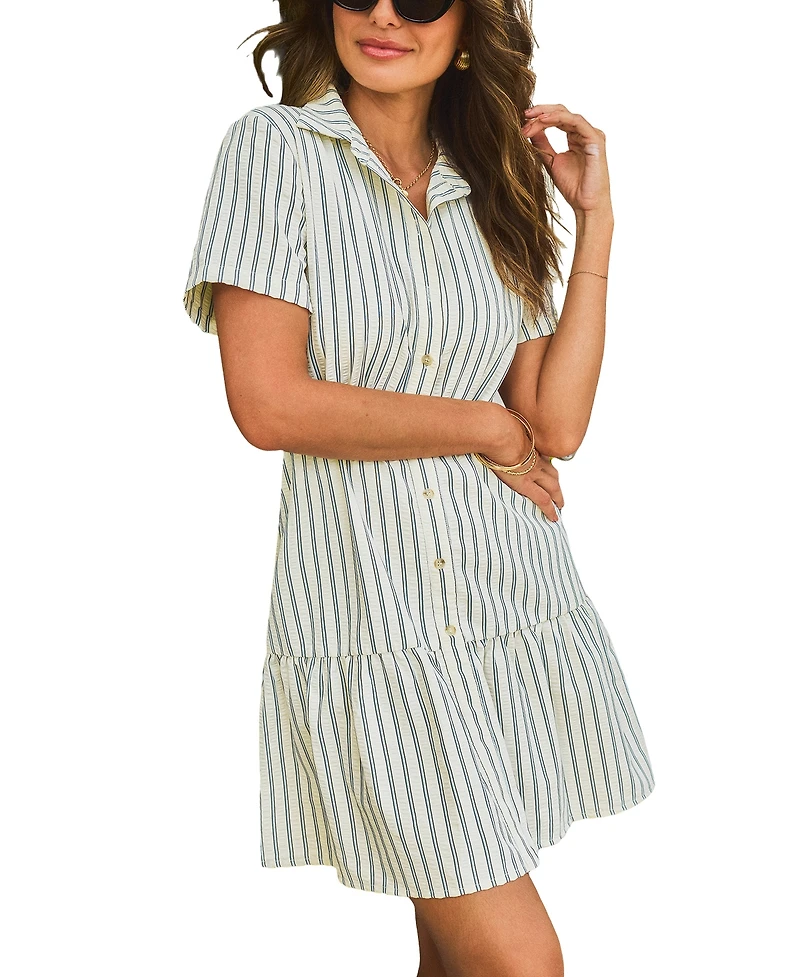 Cupshe Women's Park Vip Striped Mini Beach Dress