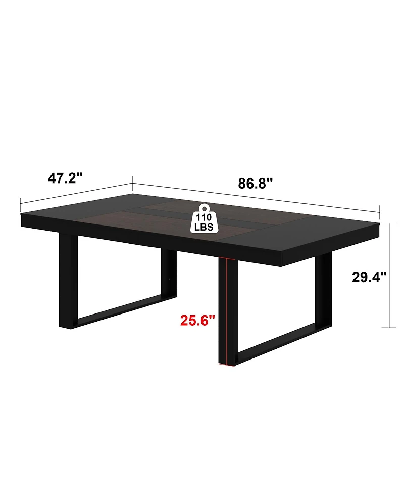 Homsee 86.6 in. W, Retangular Black Walnut Wood Writing Desk Office Commercial Desk Computer Table, Meeting Table