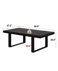 Homsee 86.6 in. W, Retangular Black Walnut Wood Writing Desk Office Commercial Desk Computer Table, Meeting Table