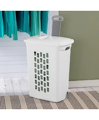 Sterilite Laundry Hamper Flip Top Lid Retractable Pull Handle Wheels, (3 Pack)