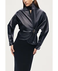 Nocturne Women's Leather Wrap Jacket