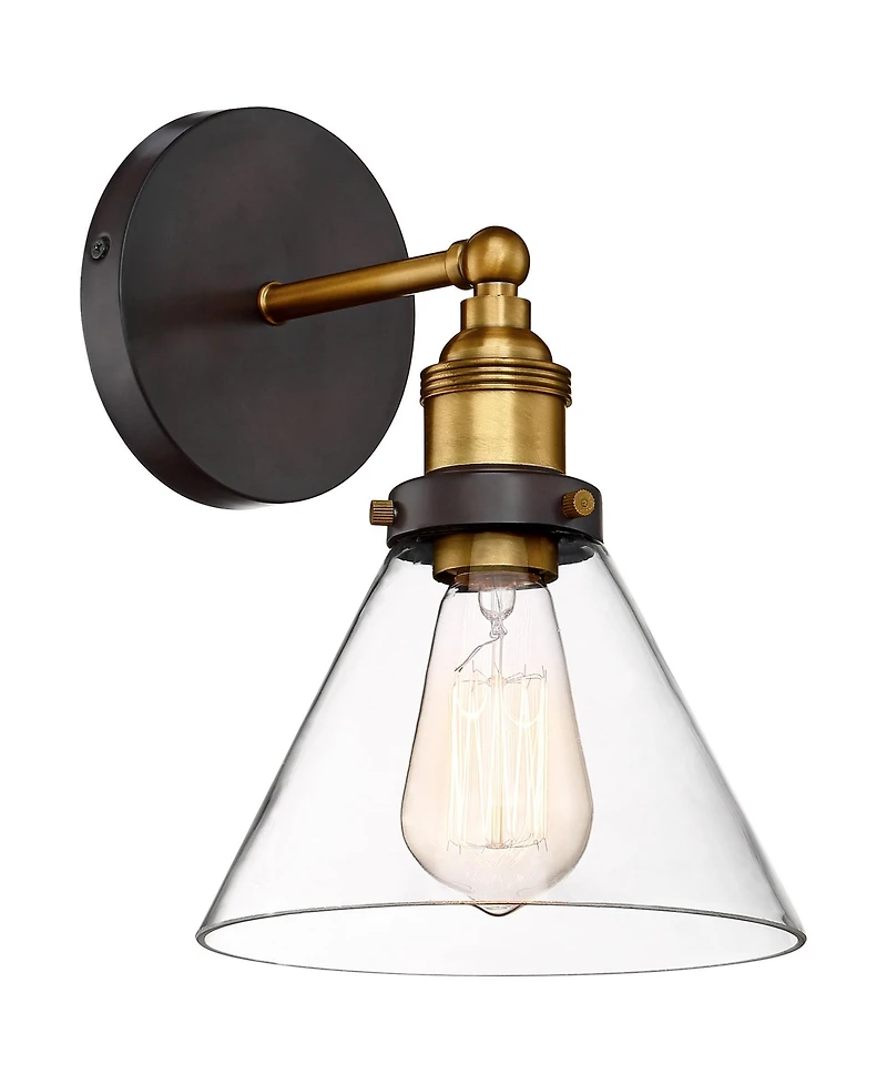 360 Lighting Burke Industrial Modern Wall Light Sconces Set of 2 Hardwire Led Clear Glass for Bedroom Bathroom Home