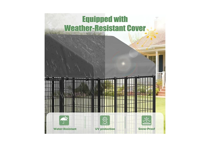 Aecojoy Heavy Duty Outdoor Dog Kennel, 6x6 Steel Chain Link Fence with Roof