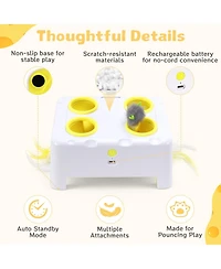 Aronkl Cheese Box Interactive Cat Toy 3-in-1 Whack A Mole 3 Modes Rechargeable Auto 4 Holes Accessories