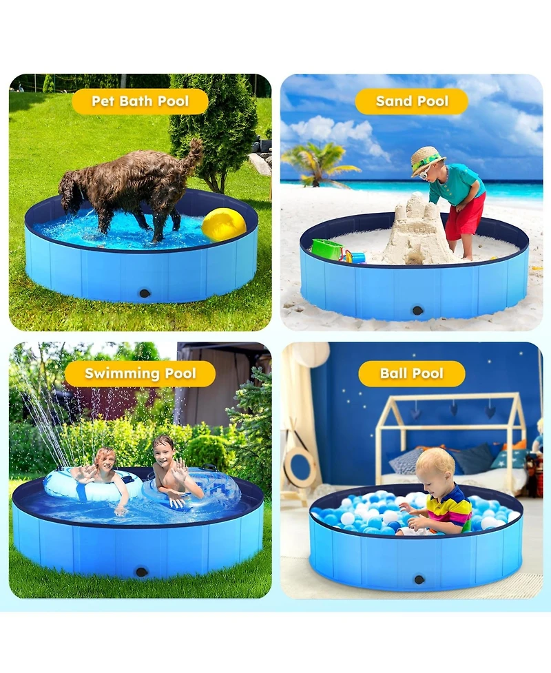 Aronkl Foldable Dog Pool Collapsible Hard Plastic Portable Bath Tub For Pets Dogs Cats Wading Indoor Outdoor