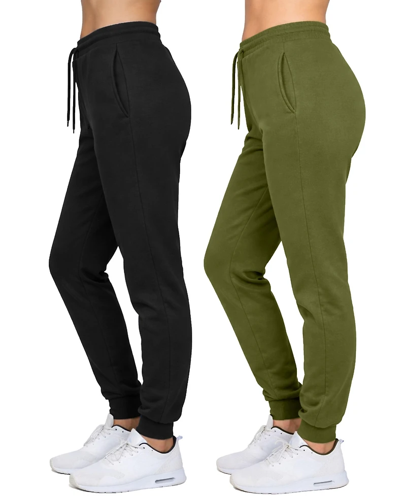 Blue Ice Women's Loose Fit Fleece-Lined Jogger Sweatpants-2 Pack