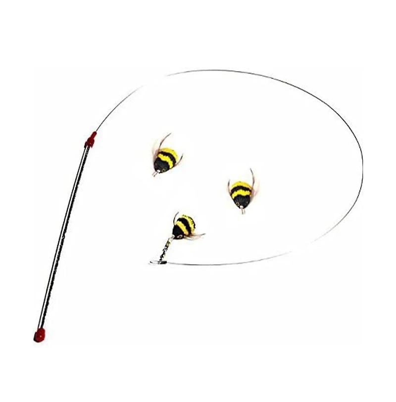 Aronkl Da Bee Teaser Wand Two Extra Attachments Flexible Wire Interactive Cat Toy Value Pack