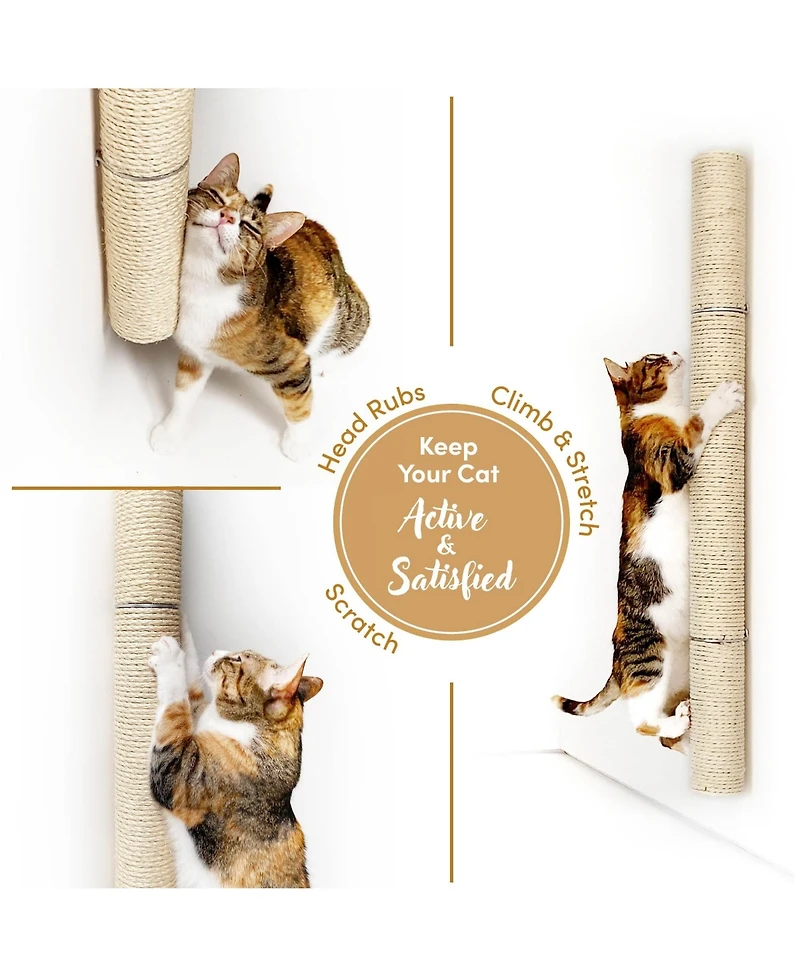 Aronkl 34" Wall Mounted Cat Scratcher Extra Tall Vertical Sisal Sturdy Aluminum Brackets Modern Space Saving Patented Design