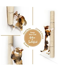 Aronkl 34" Wall Mounted Cat Scratcher Extra Tall Vertical Sisal Sturdy Aluminum Brackets Modern Space Saving Patented Design