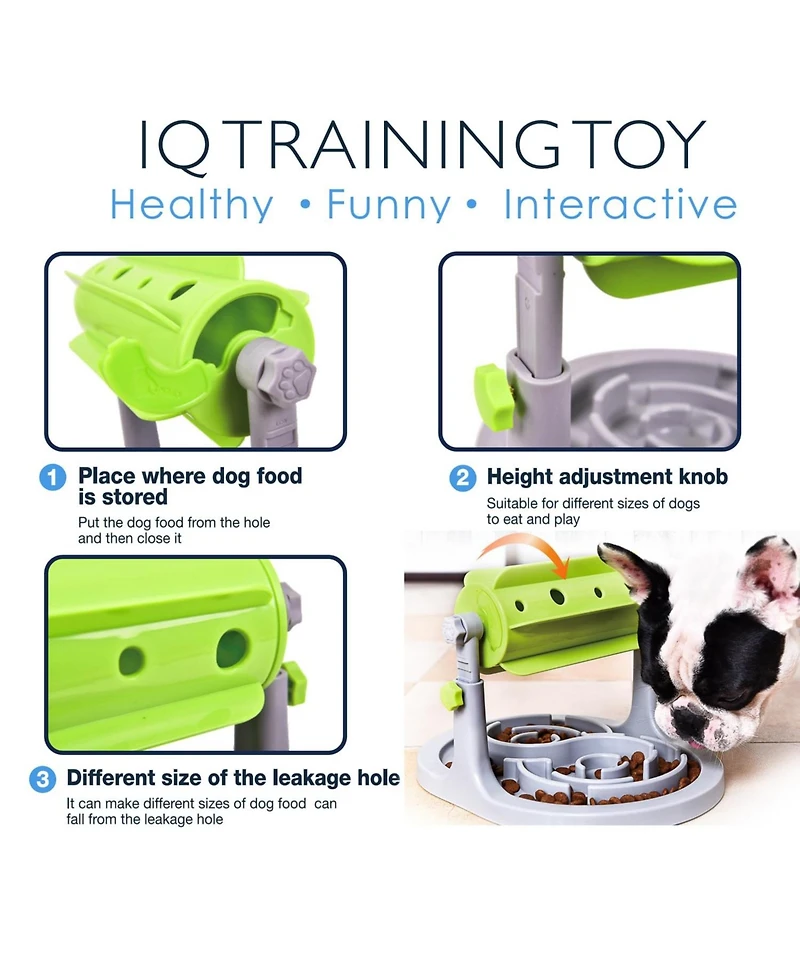 Aronkl Interactive Dog and Cat Food Puzzle Slow Feeder Iq Trainer Adjustable Height for Small Medium Pets