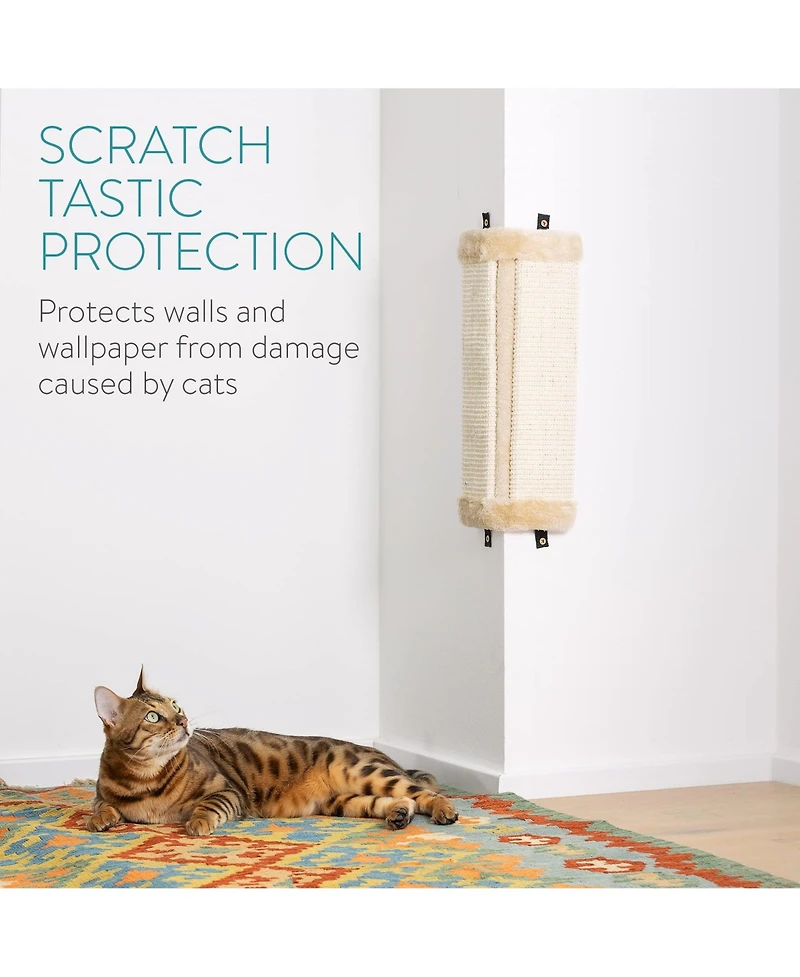 Aronkl Corner Wall Cat Scratcher Set of 2 Mounted Sisal Pad Vertical Scratch Panel Wall Protector