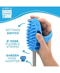 Aronkl Dog Bath Brush Sprayer with 8ft Hose Silicone Rubber Scrubber All-in-One Pet Bathing Tool