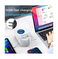 Artudatech 140W Charger - 5 Port Fast Charging Station with 100W Pd and 15W MagSafe
