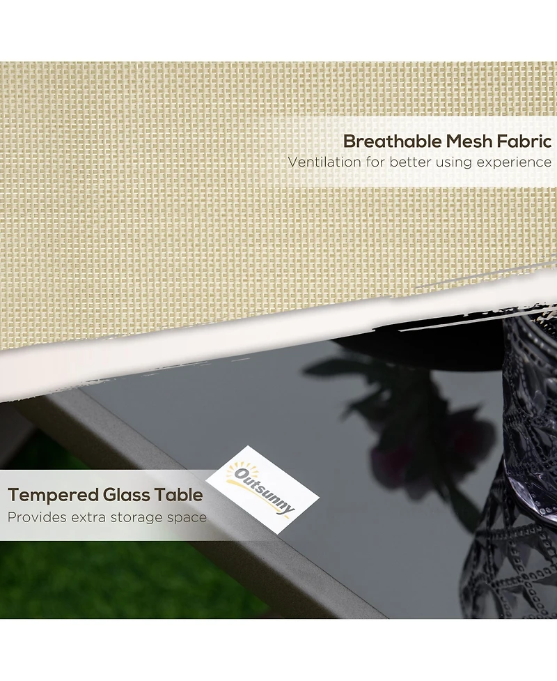 Outsunny 3pc Outdoor Gliding Chairs with Tea Table Set