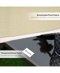 Outsunny 3pc Outdoor Gliding Chairs with Tea Table Set