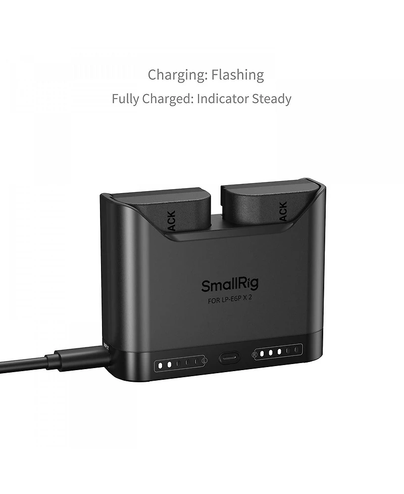 SmallRig 2x Lp-E6P 18.1Wh 7.2V 2520mAh Camera Battery with Dual Charger