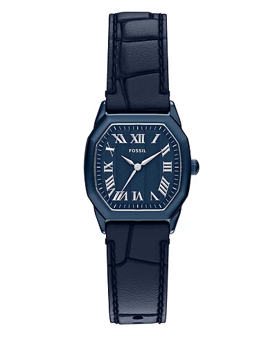 Fossil Women's Harlow Three-Hand Navy Leather Watch, 27mm
