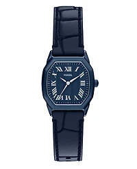 Fossil Women's Harlow Three-Hand Navy Leather Watch, 27mm