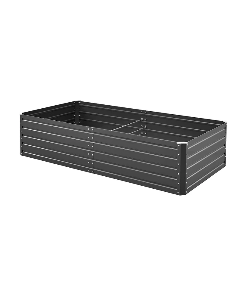 Gouun Large Galvalume Raised Garden Bed, 6.7 x 3 x 1.5 ft Metal Planter Box with Rolled Edges
