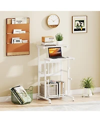 Gouun Height Adjustable Mobile Computer Desk, 27-38.5 in