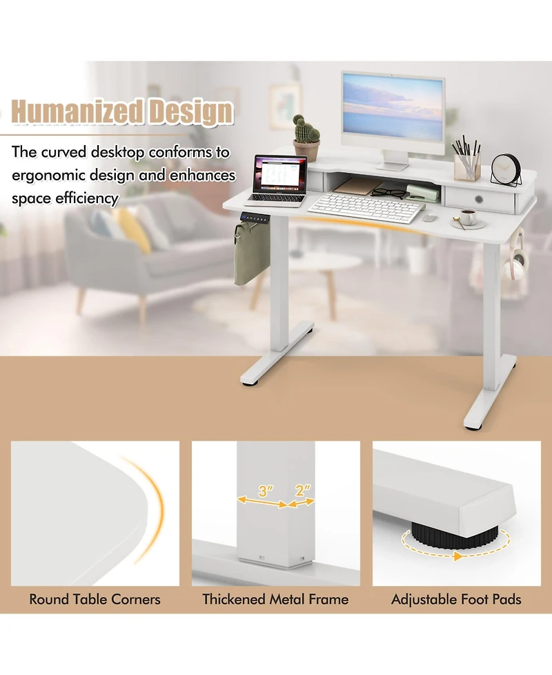 Gouun Electric Standing Desk 48 x 24 in with 2 Drawers