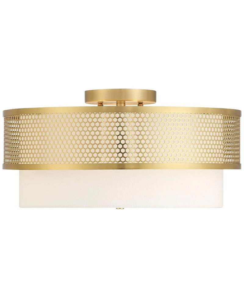 Possini Euro Design Marino and Linen 3-Light Ceiling Light