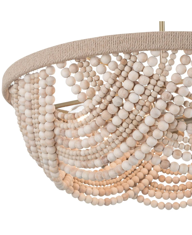 Possini Euro Design Darcy Natural Wood 6-Light Chandelier